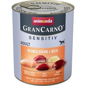 6x 800g animonda GranCarno Adult Sensitive Pure Kip & Rijst Honden Natvoer