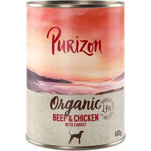 Voordeelpakket: Purizon Organic 24 x 400 g - Rund en kip met wortel
