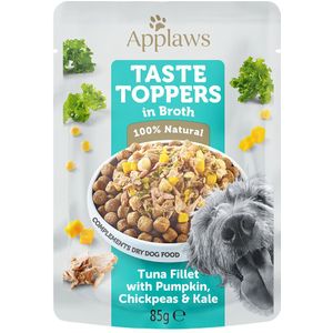 Applaws Taste Toppers Pouch in Bouillon 12 x 85 g Hondenvoer - Tonijn met Pompoen, Groene Kool & Kikkererwten