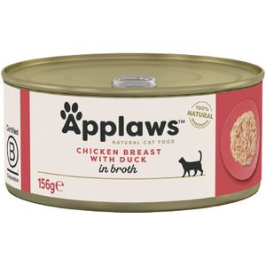 6x156g Applaws Kippenborst en Eend Kattenvoer in Bouillon