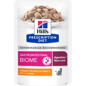 10  2 Gratis! Hill's Prescription Diet Weight, Digestion, Diabetes 12 x 85 g - Gastrointestinal Biome met Kip Kattenvoer