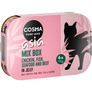 Cosma Thai / Asia in Gelei Kattenvoer 6 x 170 g Asia Mix Box 2 (Kip, Vis, Zeevruchten en Rund)