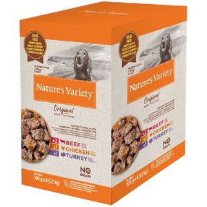 Nature's Variety Original Paté No Grain Medium/Maxi Adult Hondenvoer - Mix (Rund, Kip, Kalkoen) 4 x 300 g