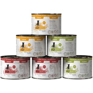 6x 200g catz finefood Senior Mixpaket (3 Sorten) Katzenfutter nass