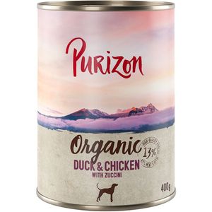 Voordeelpakket: Purizon Organic 24 x 400 g - Eend en kip met courgette