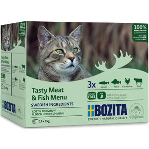 10% Korting! Bozita natvoer voor katten - Stukjes in Gelei: Mixpakket Vlees & Vis Menu