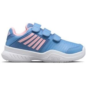 Tennisschoen K Swiss Kids Court Express Strap Omni Silver Lake Blue White Orchid Pink-Schoenmaat 28 - 29 (UK 10 - 11)