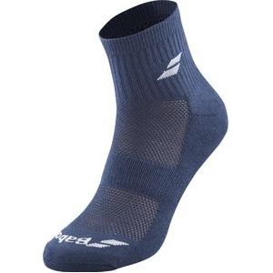 Tennissok Babolat Unisex Quarter 3 Pairs Pack White Estate Blue Grey-Schoenmaat 35 - 38