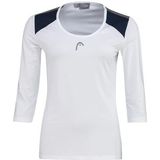 Tennisshirt HEAD Women Club 22 Tech 3/4 White Deep Blue-L