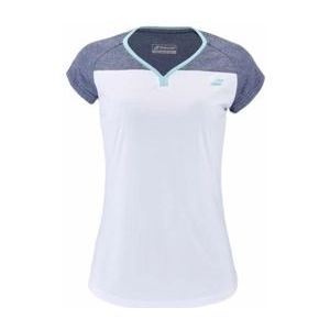 Tennisshirt Babolat Women Play Cap Sleeve Top White Blue Heather-XL