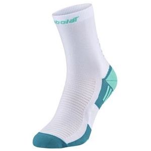 Padelsok Babolat Unisex Padel Mid-Calf Socks White Electric Green-Schoenmaat 47 - 50