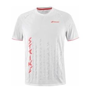 Tennisshirt Babolat Men Strike Crew Neck Tee White Strike Red-XL