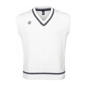 Spencer The Indian Maharadja Unisex Sleeveless Cable Knit Vest Bright White-XL