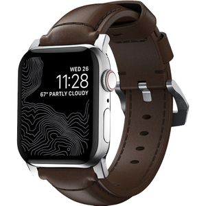 Nomad - Traditional Band - Bruin/Zilver - Leder - Voor Apple Watch Series 1 t/m 10 / SE / Ultra