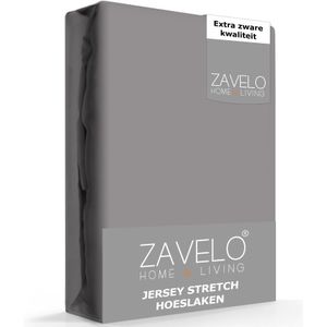 Zavelo® Jersey Hoeslaken Antraciet-Lits-jumeaux (190x220 cm)