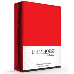 Dreamhouse Katoen Hoeslaken - 200x220 cm - Rood - Lits-Jumeaux