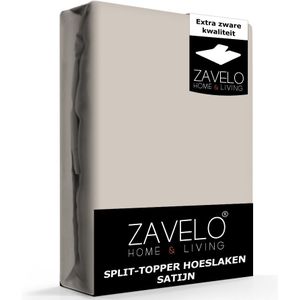 Zavelo Splittopper Hoeslaken Satijn Taupe-Lits-jumeaux (180x220 cm)