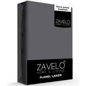 Zavelo Flanel Laken Antraciet-Lits-jumeaux (240x260 cm)