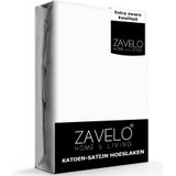 Zavelo Hoeslaken Katoen Satijn Wit-Lits-jumeaux (180x220 cm) - Soepel & Zijdezacht - 100% Katoensatijn