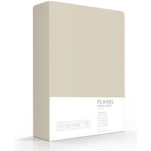 Flanellen Hoeslaken Zand Romanette-160 x 200 cm