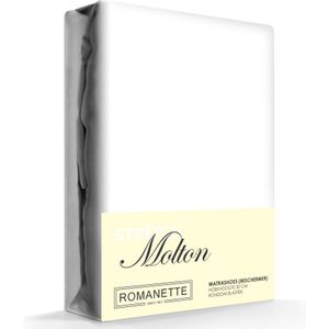 Romanette molton stretch hoeslaken - Wit - 1-persoons (80/90/100x200/220 cm)