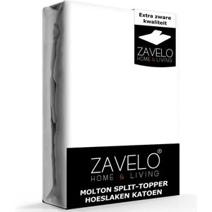 Zavelo Molton Split-Topper Hoeslaken (100% Katoen)-Lits-jumeaux (180x220 cm)