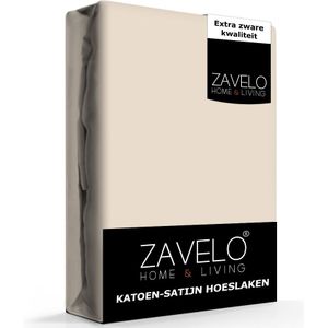 Zavelo Hoeslaken Katoen Satijn Zand - Lits-jumeaux (180x220 cm) - Soepel & Zijdezacht - 100% Katoensatijn