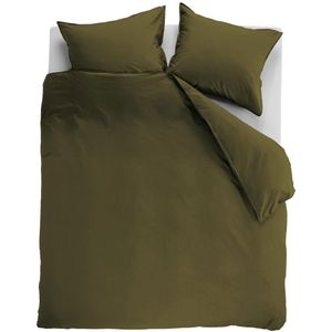Ambiante Dekbedovertrek Uni Cotton Olive Green-Lits-jumeaux (260 x 200/220 cm)