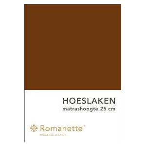 Romanette Hoeslaken Katoen Bruin-90 x 200 cm