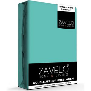 Zavelo Double Jersey Hoeslaken Turquoise-Lits-jumeaux (180x200 cm)