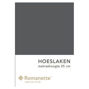 Romanette Hoeslaken Katoen Antraciet-90 x 200 cm