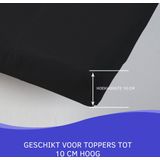 Zavelo Katoen Topper Hoeslaken Strijkvrij Zwart-Lits-jumeaux (180x210 cm)