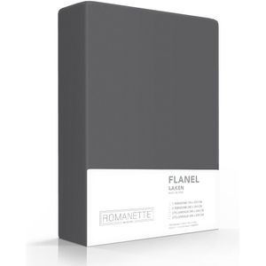 Flanellen Lakens Romanette Antraciet-200 x 260 cm