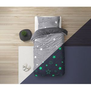 Glow In The Dark Stars Dekbedovertrek - 140x200/220 + 1 Kussensloop 60x70 - Grijs