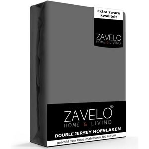 Zavelo Double Jersey Hoeslaken Antraciet-Lits-jumeaux (160x200 cm)