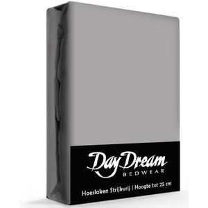 Day Dream hoeslaken - strijkvrij - katoen - 160 x 200 - Grijs