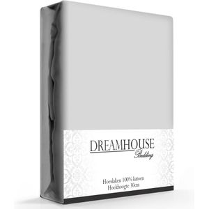 Dreamhouse Katoen Hoeslaken - 180x200 cm - Grijs - Lits-Jumeaux