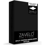 Zavelo Splittopper Hoeslaken Satijn Zwart-Lits-jumeaux (180x220 cm)