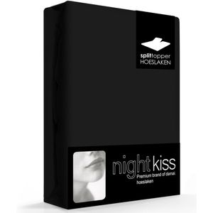 Nightkiss Splittopper Hoeslaken - Topcover katoen - 180x220cm Zwart - BI-inkeping enkel - tot 8 cm matrashoogte