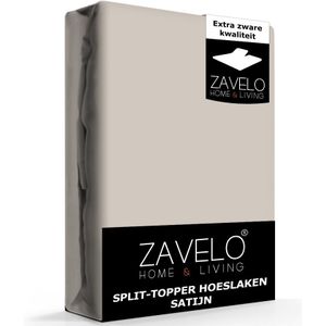 Zavelo Splittopper Hoeslaken Satijn Taupe-Lits-jumeaux (160x200 cm)
