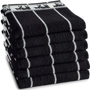 DDDDD Keukendoek Zwart Bont Black (6 stuks)