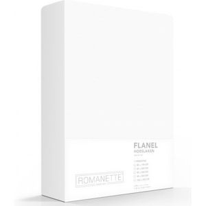 Flanellen Hoeslaken Wit Romanette-80 x 200 cm