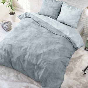 Sleeptime Flanel Twin Washed Cotton Dekbedovertrekset - Lits-Jumeaux - 240 x 200/220 + 2 kussenslopen 60x70 - Blauw