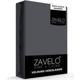 Zavelo Hoeslaken Velours Antraciet - Fluweel Zacht - 30 cm Hoekhoogte - Rondom Elastiek - Velvet -Lits-jumeaux (190/200x200/220 cm)