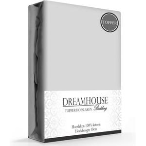Dreamhouse Bedding - Topper Hoeslaken - Katoen - Lits-Jumeaux - 180x200 cm - Grijs