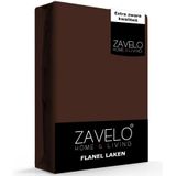 Zavelo Deluxe Flanel Laken Bruin - 2-persoons (200x260 cm) - 100% katoen - Extra Dik - Zware Kwaliteit - Hotelkwaliteit