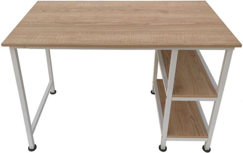 Bureau - computertafel - computerbureau - met opbergplanken cm breed - wit bruin