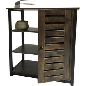 Wandkast dressoir sidetable Stoer - industrieel vintage - zwart metaal bruin hout