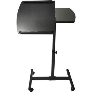 Laptoptafel laptopstandaard - bijzettafel bedtafel - verrijdbaar wieltjes - hoogte verstelbaar - zwart
