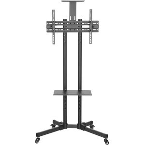 Tv monitor standaard - verrijdbaar - met camera houder - hoogte instelbaar tot 145 cm